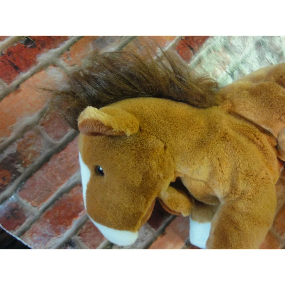 Russ Berrrie Pony Hand Puppet Stuffed Animal Plush Brown White Derby Horse 13
